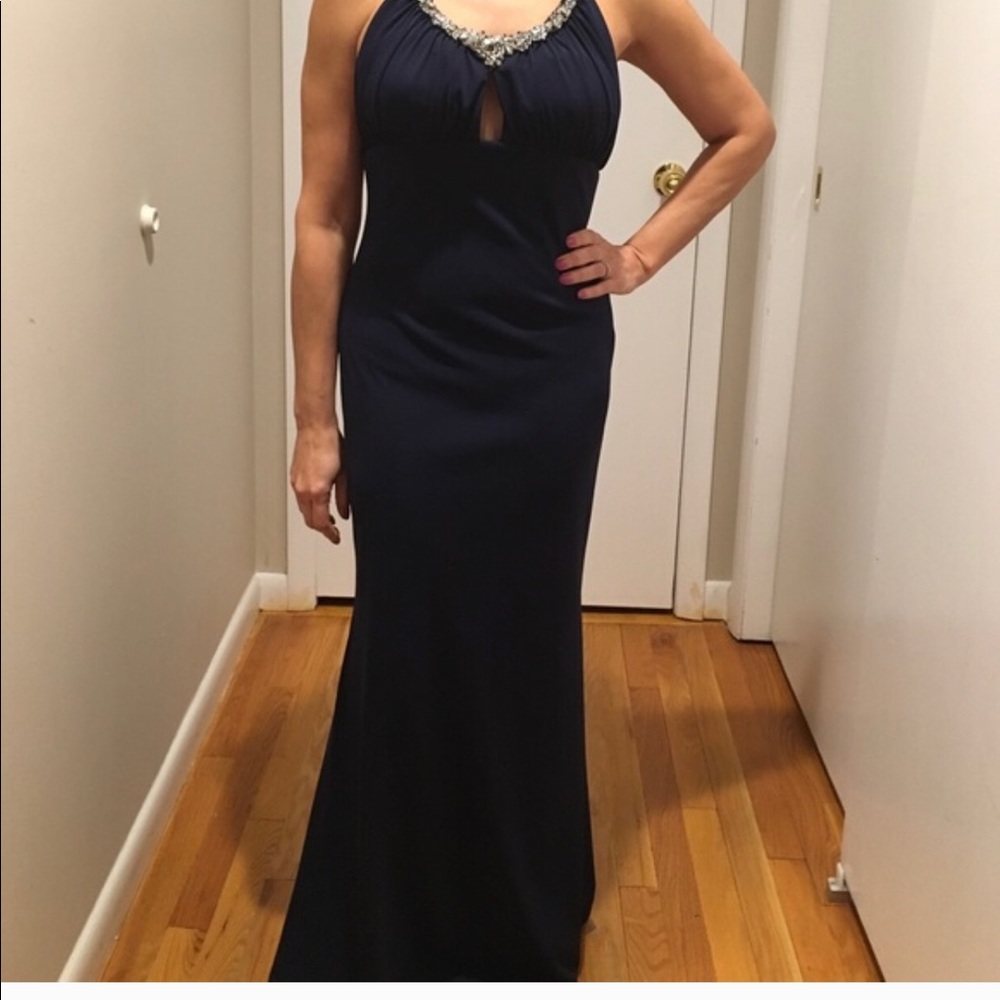Navy Beaded Criss Cross Back. XS
